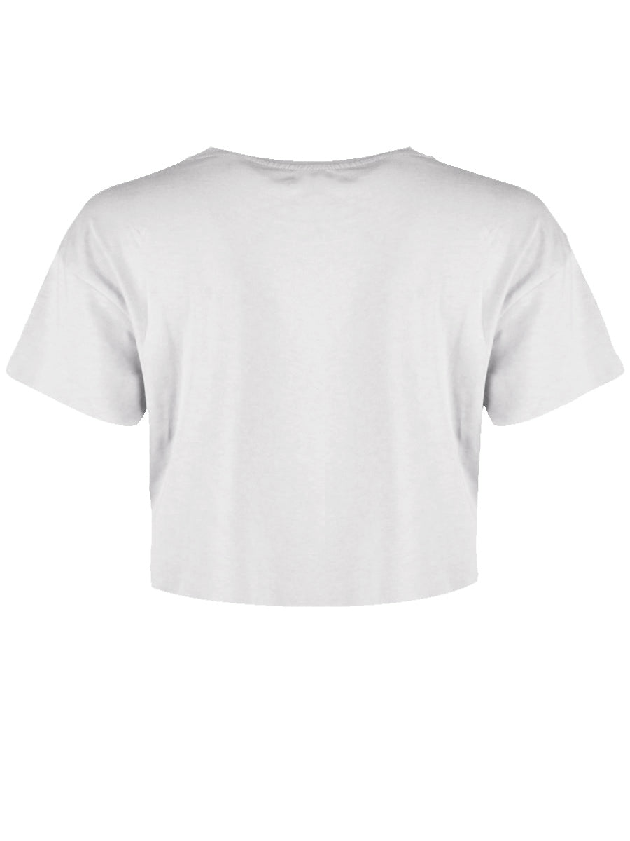 Cute & Creepy Ladies Pastel Goth White Crop Top