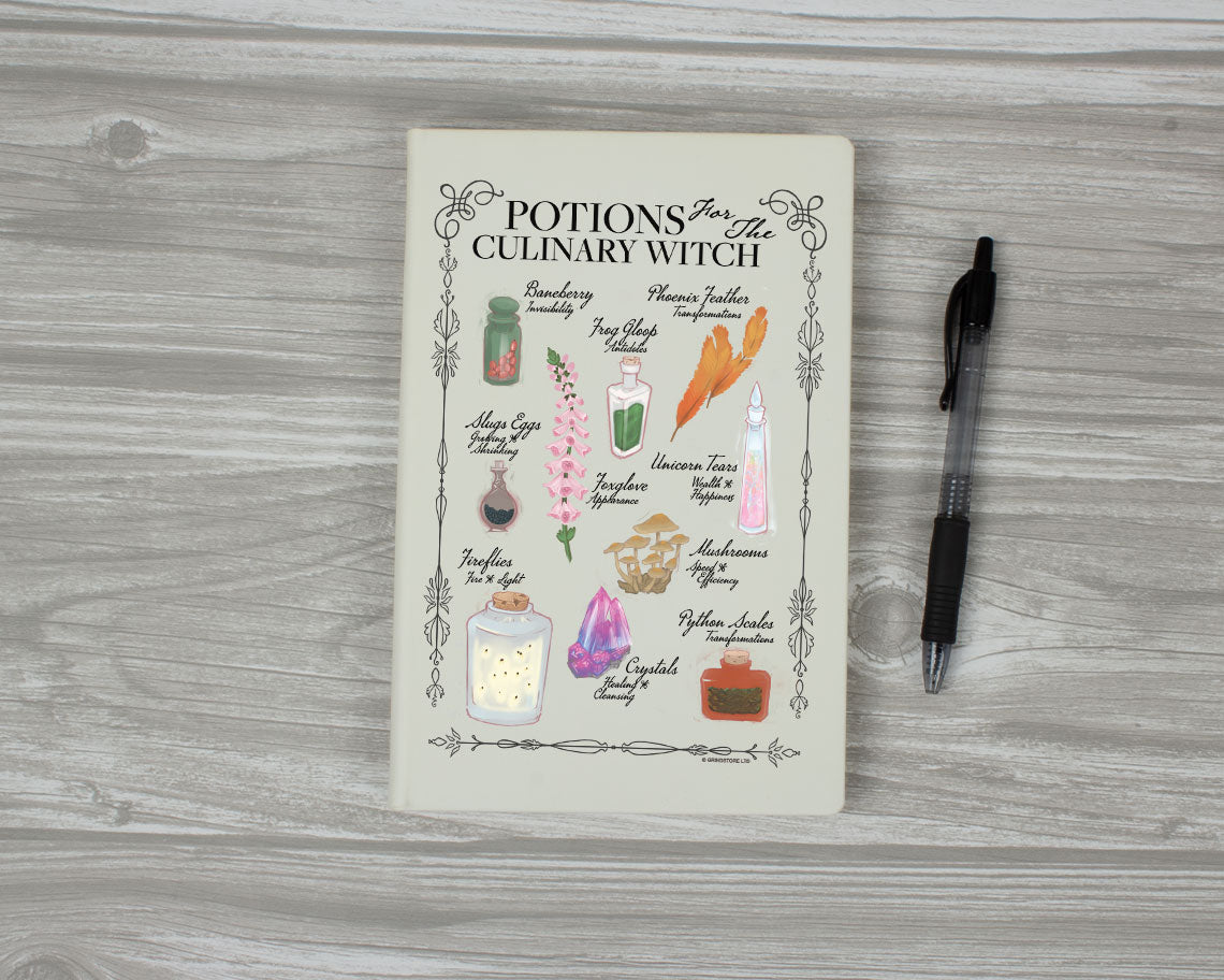 Potions For The Culinary Witch Cream A5 Hard Cover Notebook