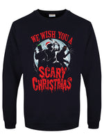 We Wish You A Scary Christmas Navy Blue Christmas Jumper