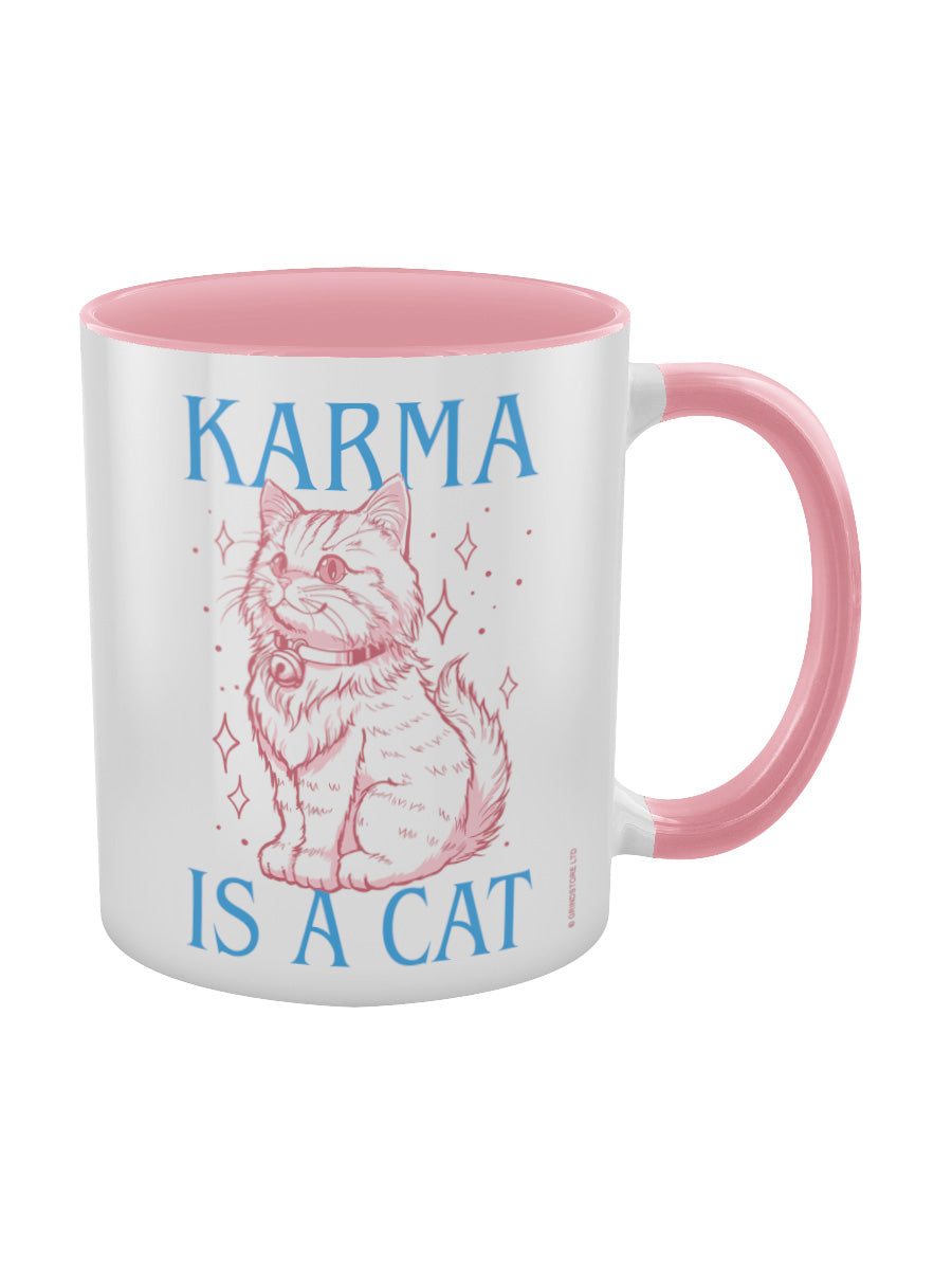 Karma Is A Cat Pink Inner 2-Tone Mug