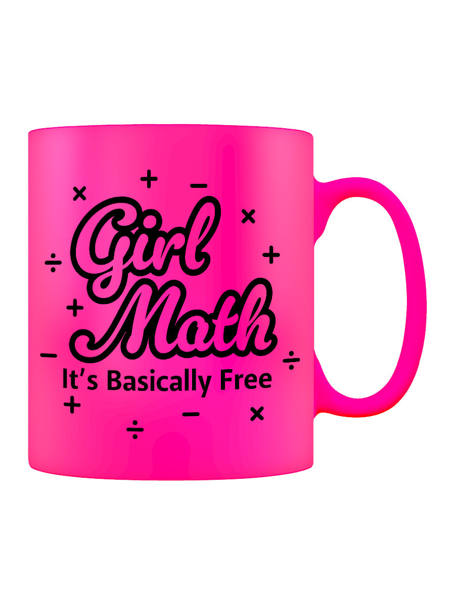 Girl Math It's Basically Free Pink Neon Mug
