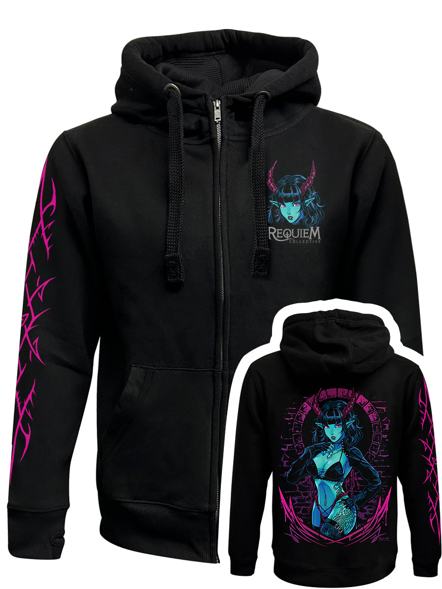 Requiem Collective Jolie Black Zipped Premium Hoodie
