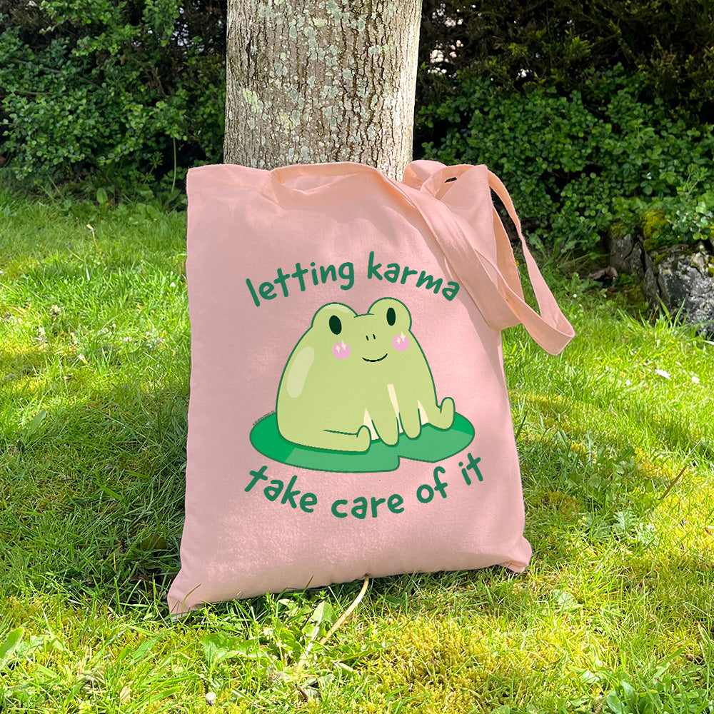 Letting Karma Take Care Of It Pale Pink Tote Bag