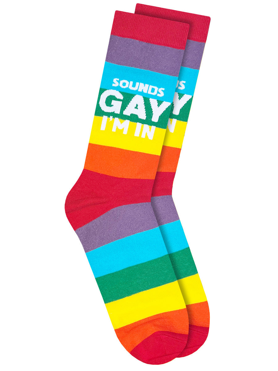 Twisted Soles Sounds Gay I'm In Novelty Adult Socks (1 Pair) Size UK 8-12