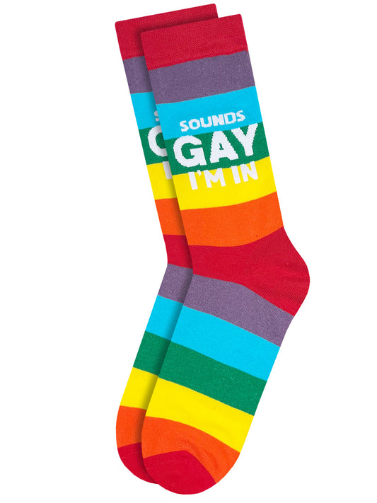 Twisted Soles Sounds Gay I'm In Novelty Adult Socks (1 Pair) Size UK 8-12