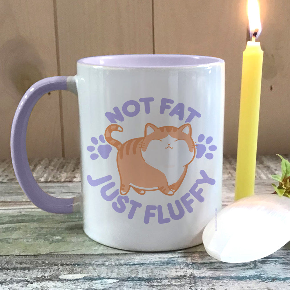 Not Fat Just Fluffy Cat Lilac Inner 2-Tone Mug