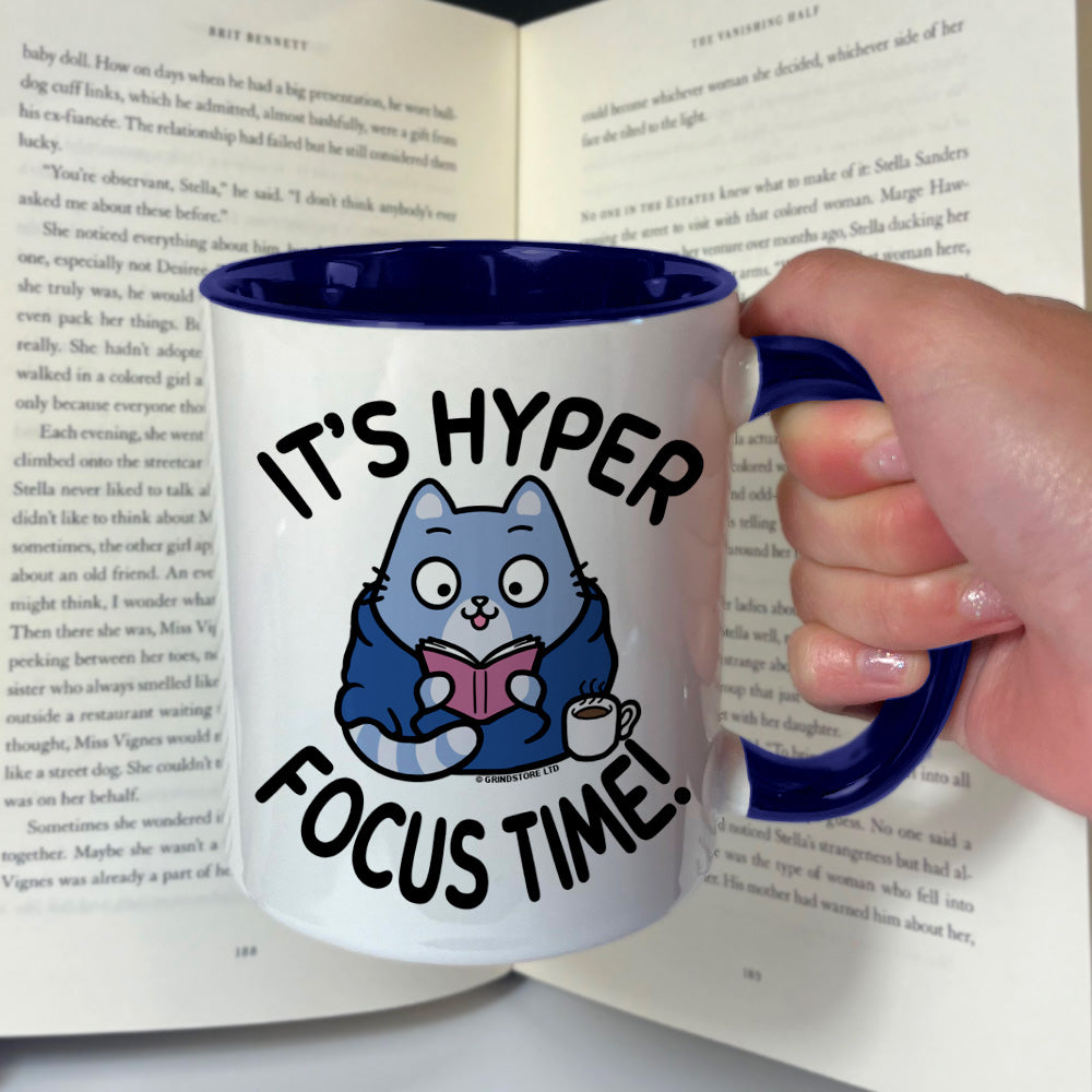 It's Hyper Focus Time Cat Blue Inner 2-Tone Mug