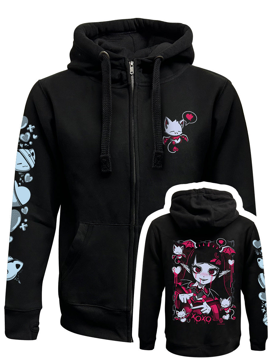 Cosmic Boop Bite Me Black Zipped Premium Hoodie