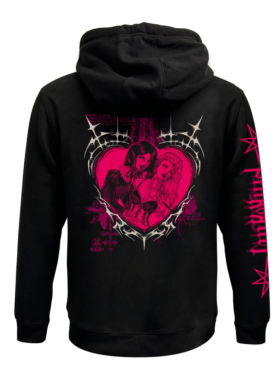 Pinku Kult True Love Black Zipped Premium Hoodie