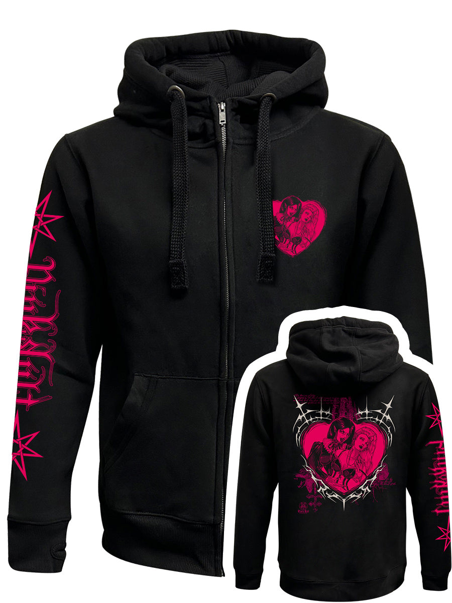 Pinku Kult True Love Black Zipped Premium Hoodie