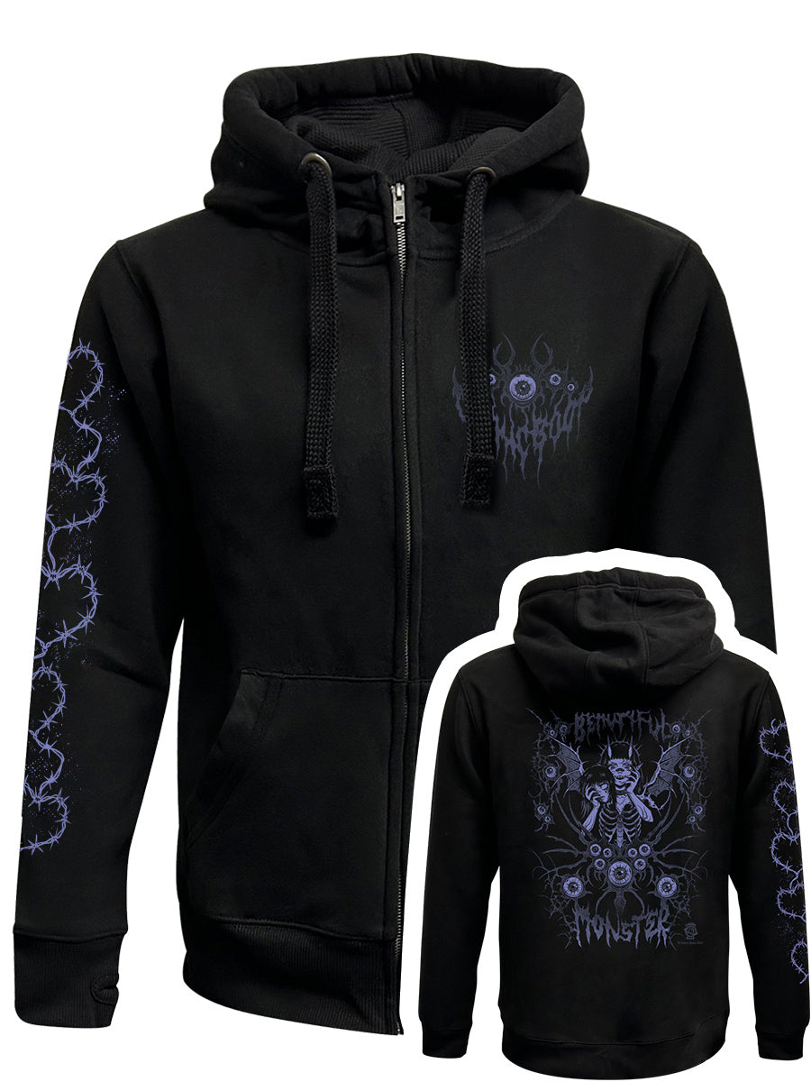 Cosmic Boop Beautiful Monster Black Zipped Premium Hoodie