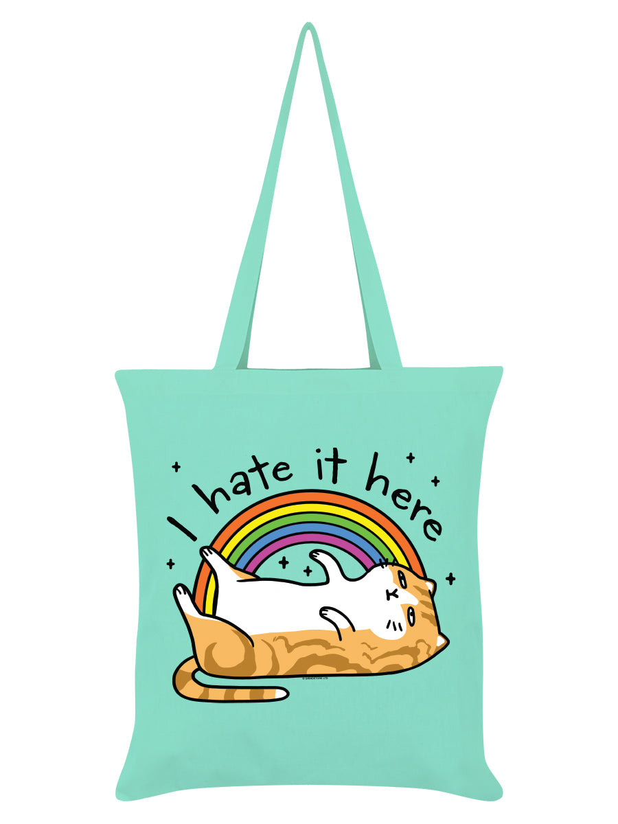 I Hate It Here Cat Mint Green Tote Bag