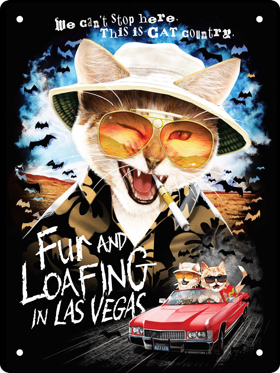 Horror Cats Fur And Loafing In Las Vegas Mini Tin Sign
