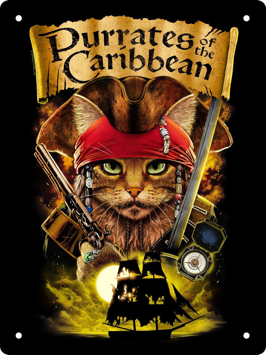 Horror Cats Purrates of The Caribbean Mini Tin Sign