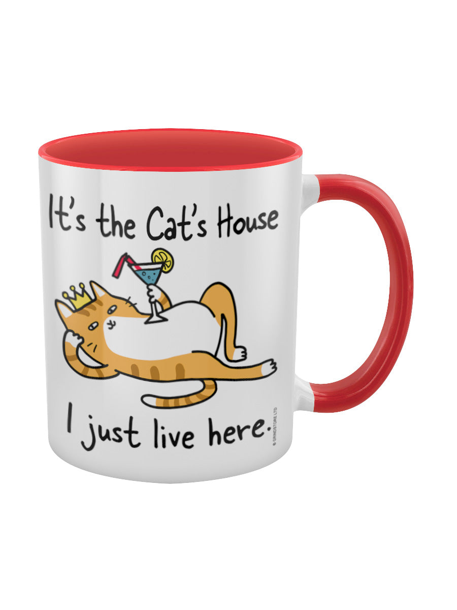 It's The Cat's House I Just Live Here Red Inner 2-Tone Mug