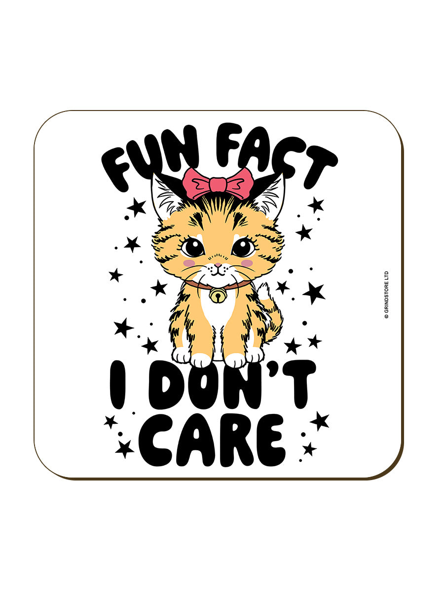 Kitsch Kitten Fun Fact I Don't Care Square Coaster