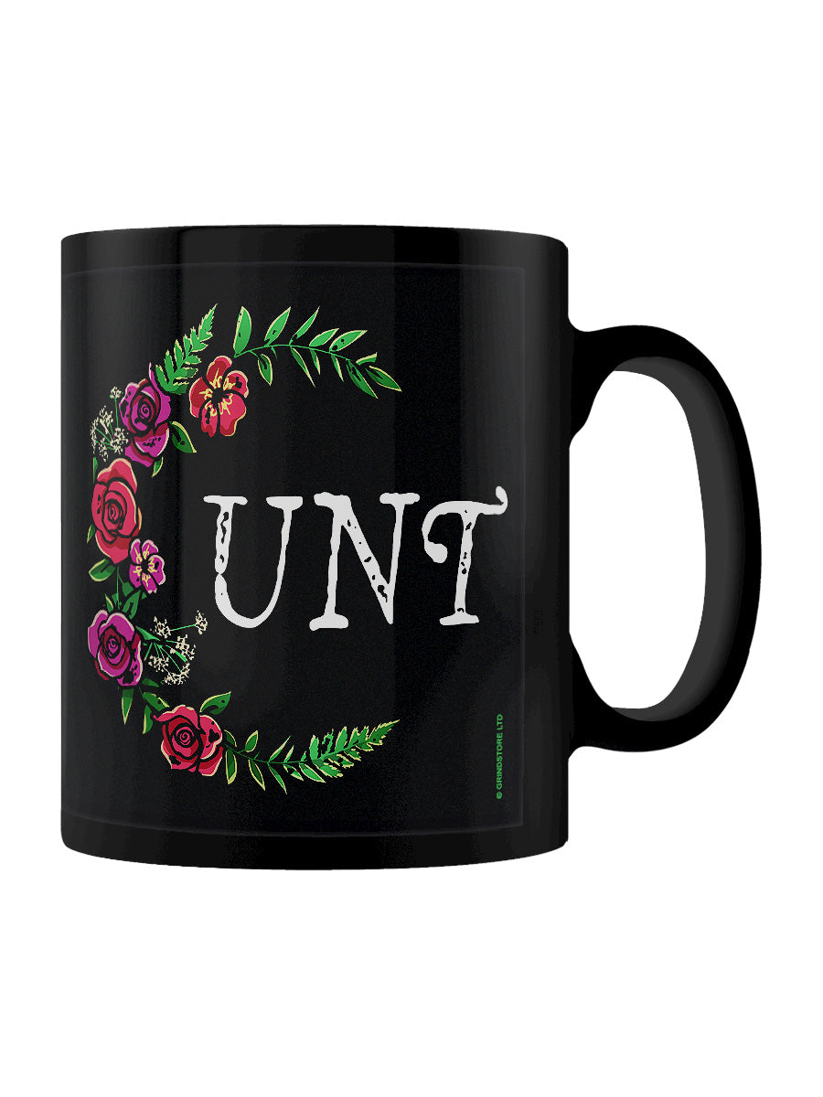 Floral Cunt Black Mug