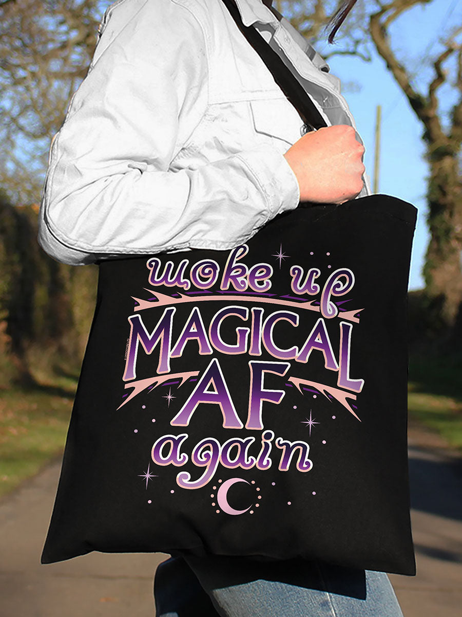 Woke Up Magical AF Again Black Tote Bag