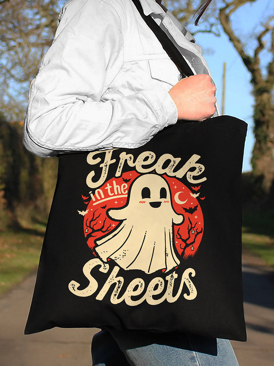 Halloween Freak In The Sheets Black Tote Bag