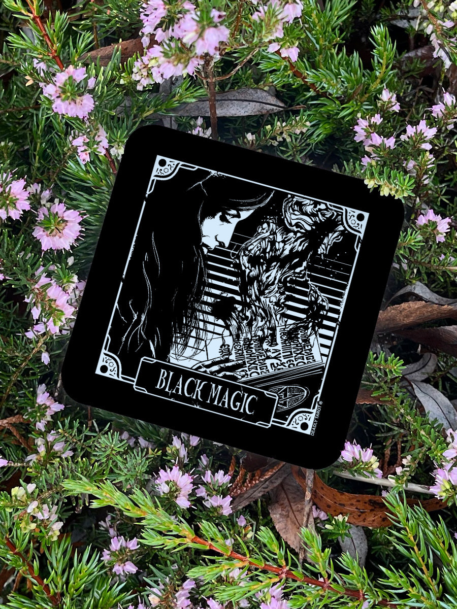 Deadly Tarot Black Magic Square Coaster