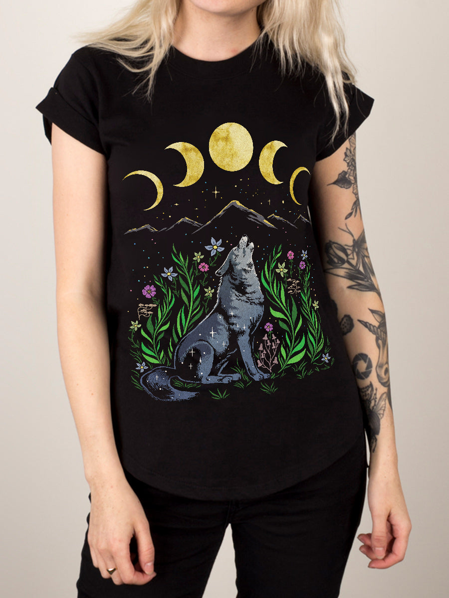 Lupine Howl Ladies Premium Black T-Shirt