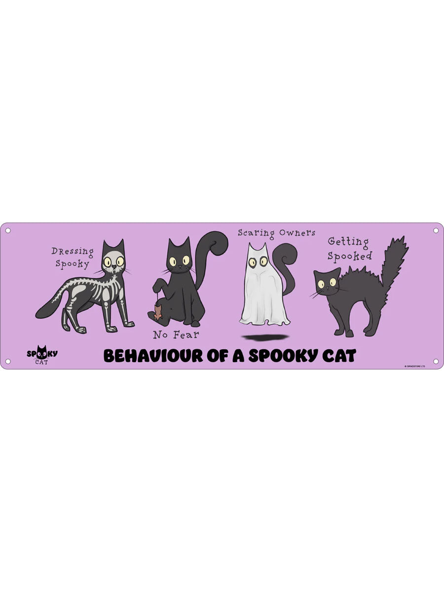 Spooky Cat Behaviour Group Slim Tin Sign