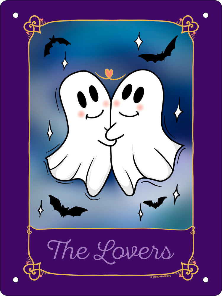 The Lovers Ghost Tarot Mini Tin Sign