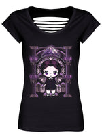 Mio Moon Miss Addams Black Razor Back T-Shirt