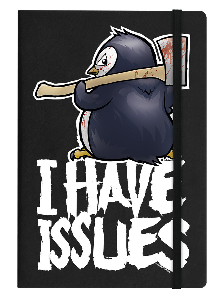Psycho Penguin I Have Issues Black A5 Hard Cover Notebook