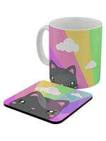 Inquisitive Creatures Kawaii Kitten Rainbow Mug & Coaster Set