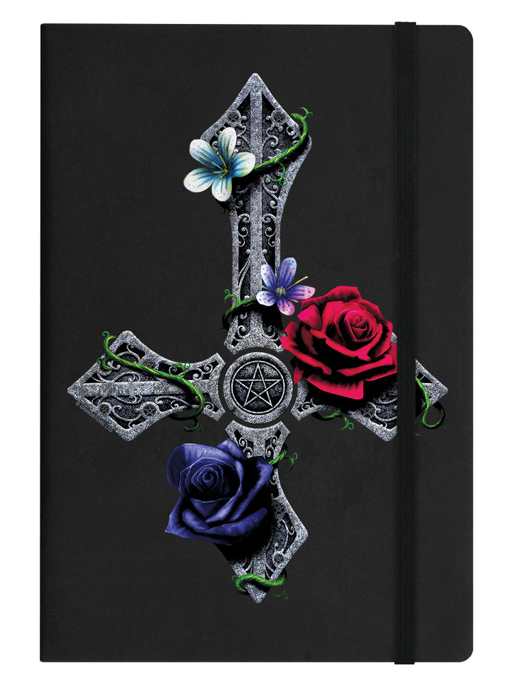 Requiem Collective Floral Cross Black A5 Hard Cover Notebook