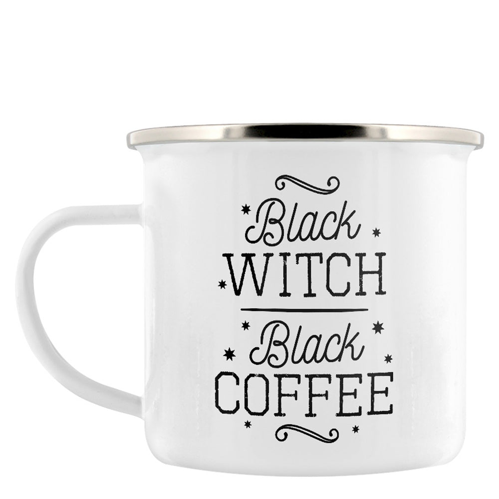 Black Witch Black Coffee Enamel Mug