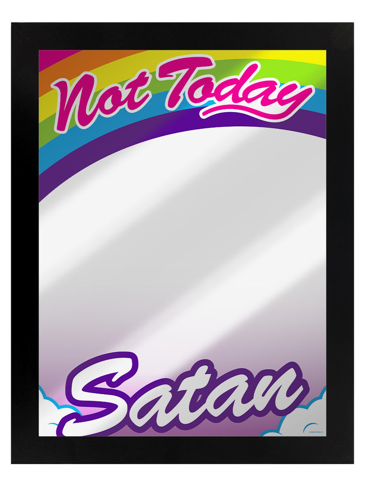 Framed Not Today Satan Mirrored Tin Sign
