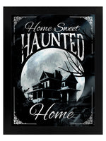 Framed Home Sweet Haunted Home Mirrored Tin Sign