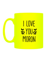 I Love You Moron Yellow Neon Mug
