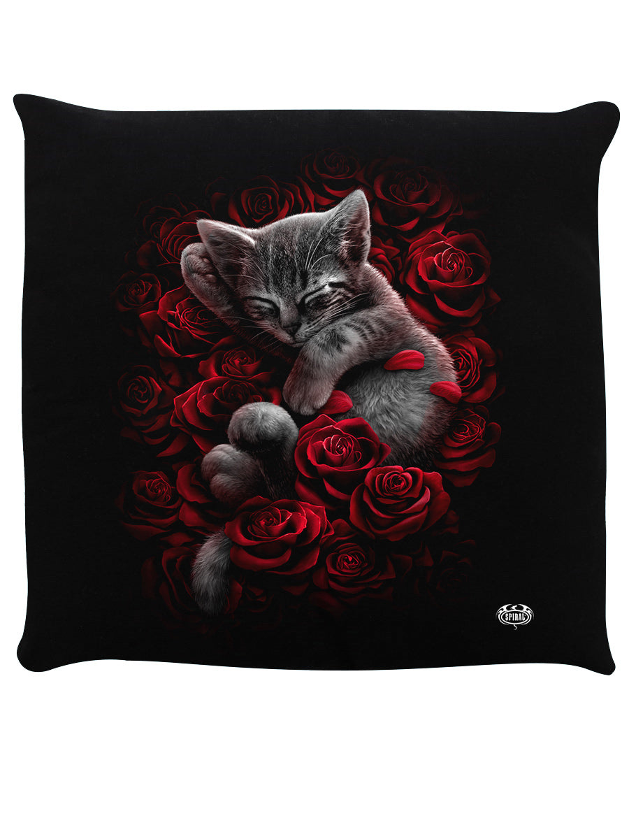 Spiral Bed of Roses Black Cushion