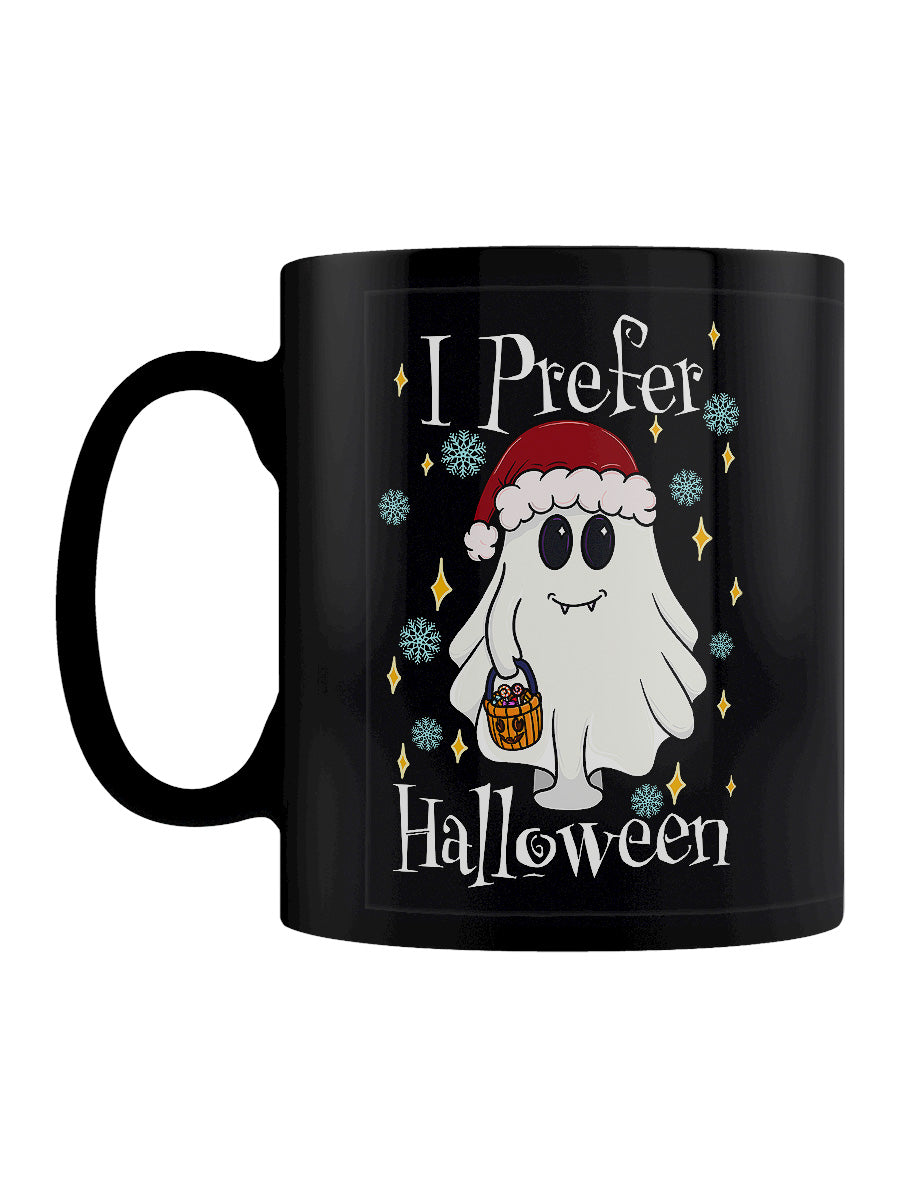 I Prefer Halloween Ghost Black Mug