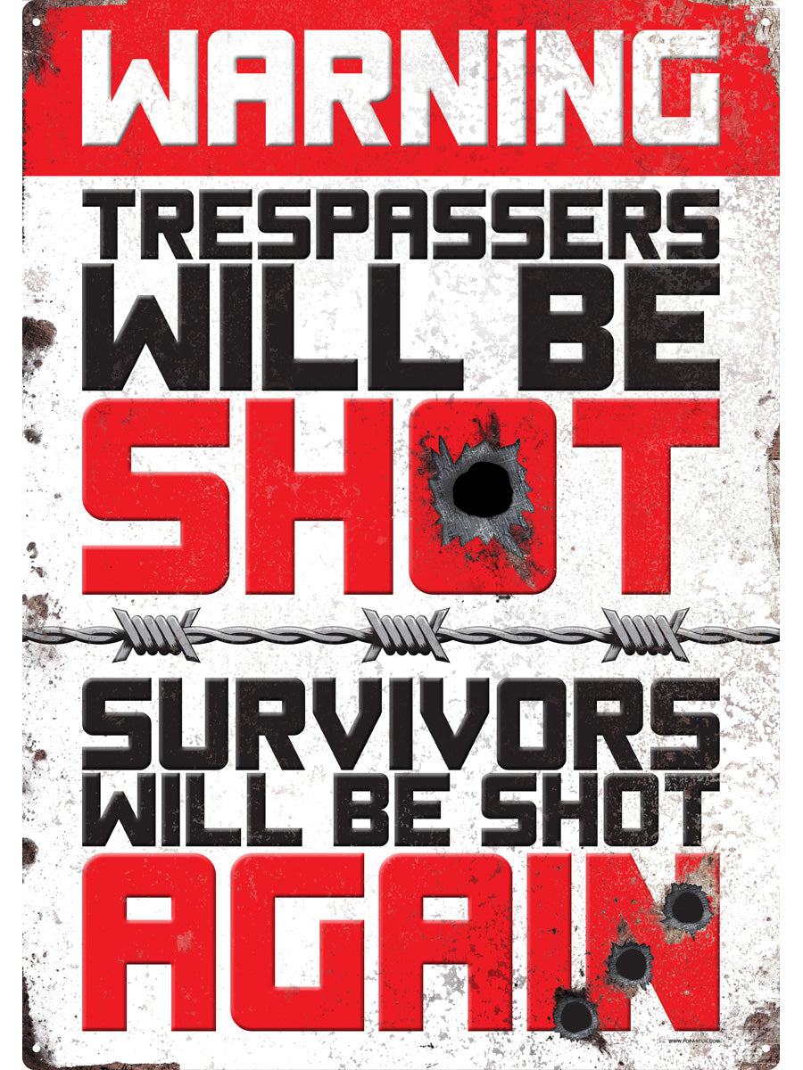 Double Warning Tin Sign