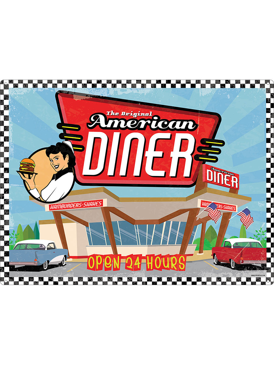 Open 24 Hours Tin Sign