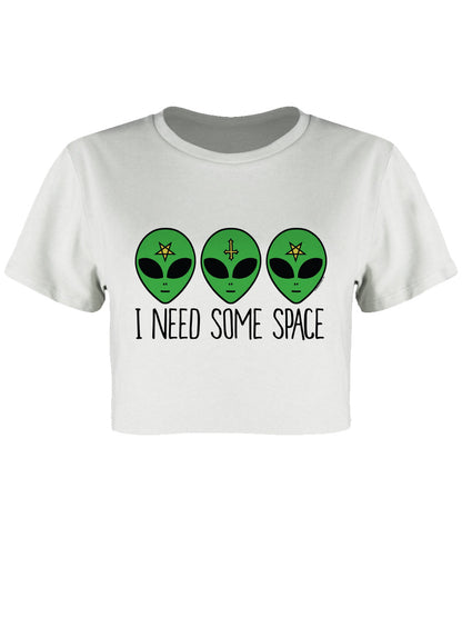 I Need Some Space Cosmic Alien White Crop Top