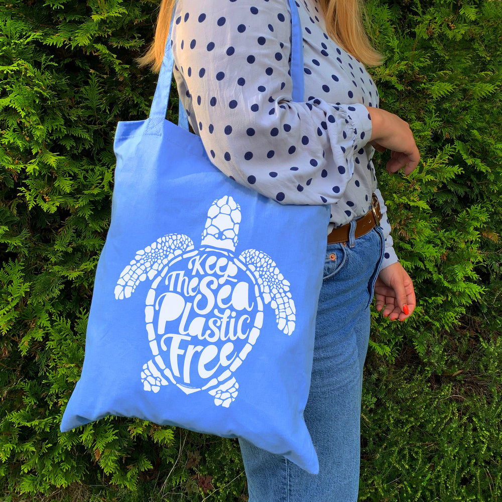 Keep The Sea Plastic Free Sky Blue Tote Bag