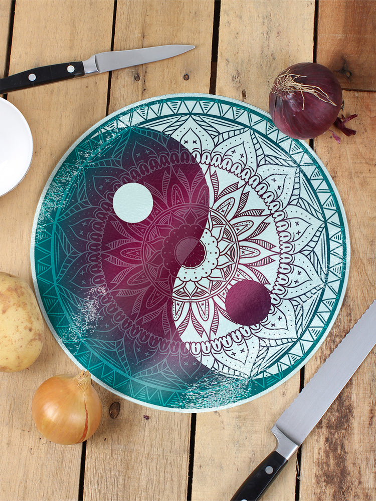Unorthodox Collective Yin Yang Circular Glass Chopping Board
