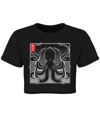 Unorthodox Collective Oriental Octopus Black Crop Top