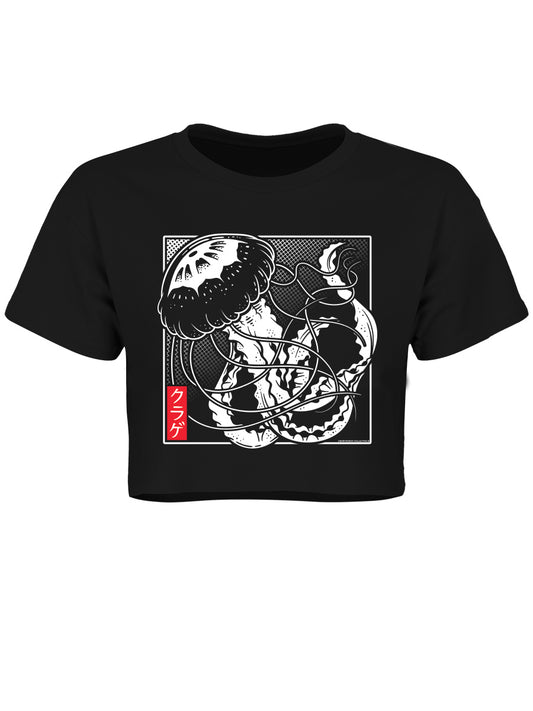 Unorthodox Collective Oriental Jellyfish Black Crop Top
