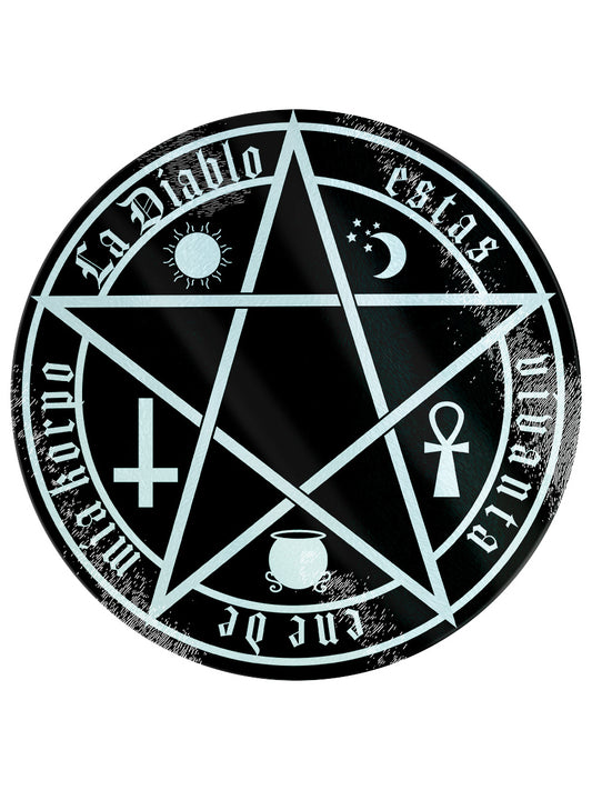 The Devil Is Living In My Flesh Circular Glass Chopping Board