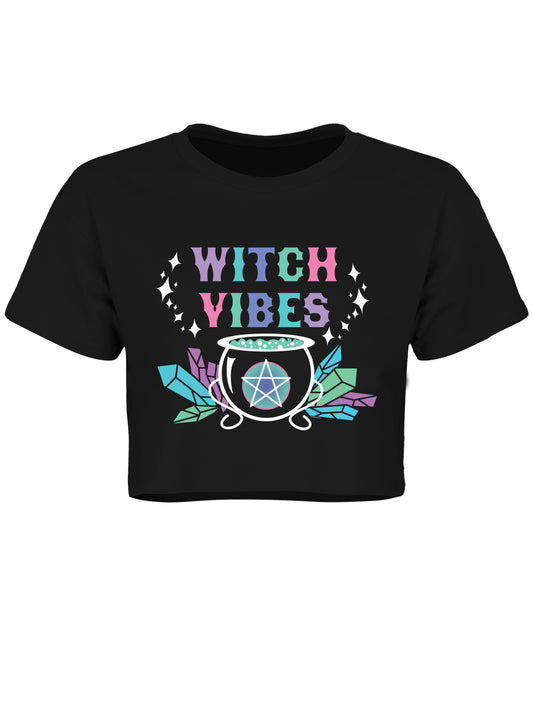 Witch Vibes Ladies Black Crop Top