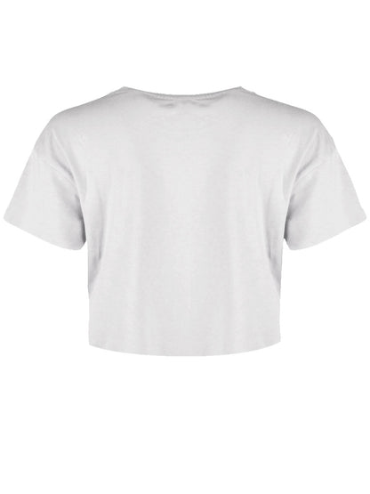 Cute & Creepy Ladies Pastel Goth White Crop Top