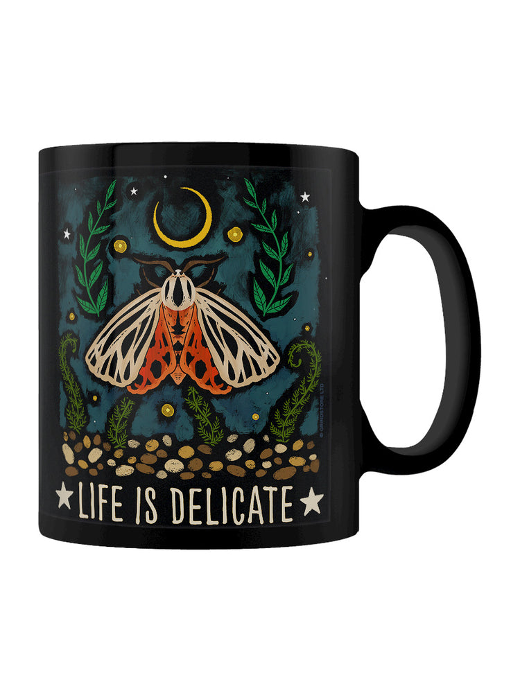 Gentle Nature Life Is Delicate Black Mug