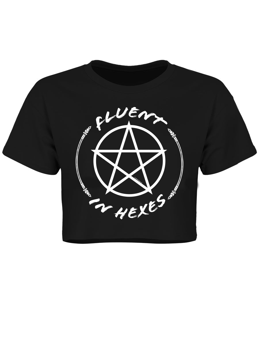 Fluent In Hexes Black Crop Top
