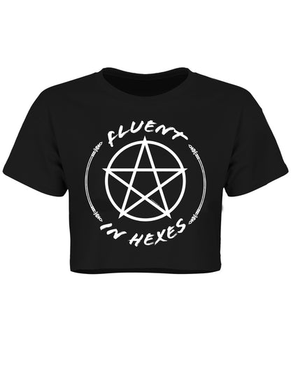 Fluent In Hexes Black Crop Top